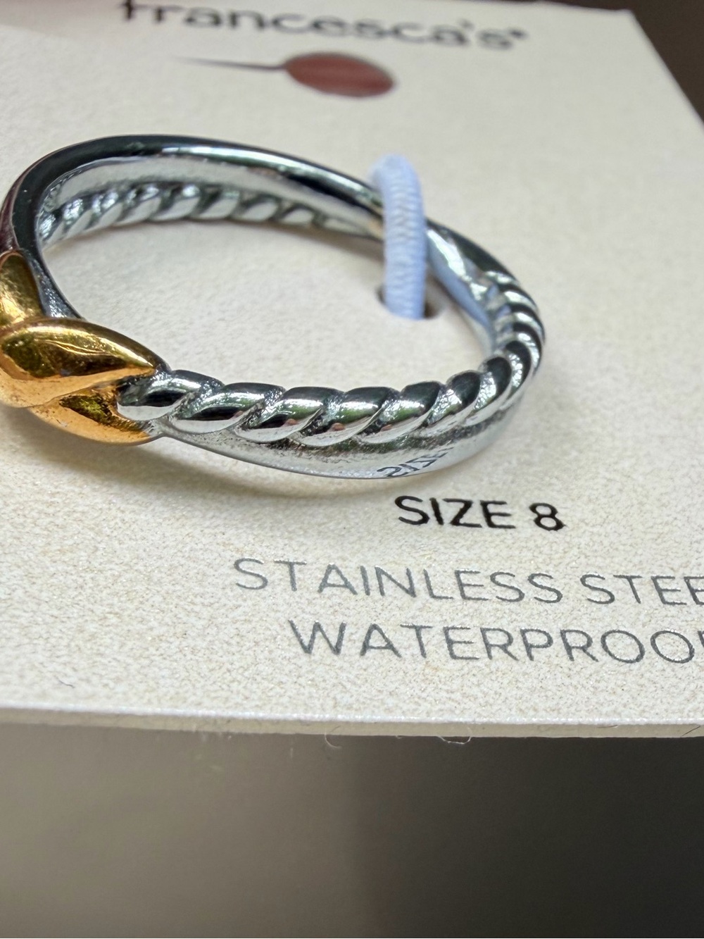 Francesca's Collections Two-Tone Twisted Ring - Silver & Gold